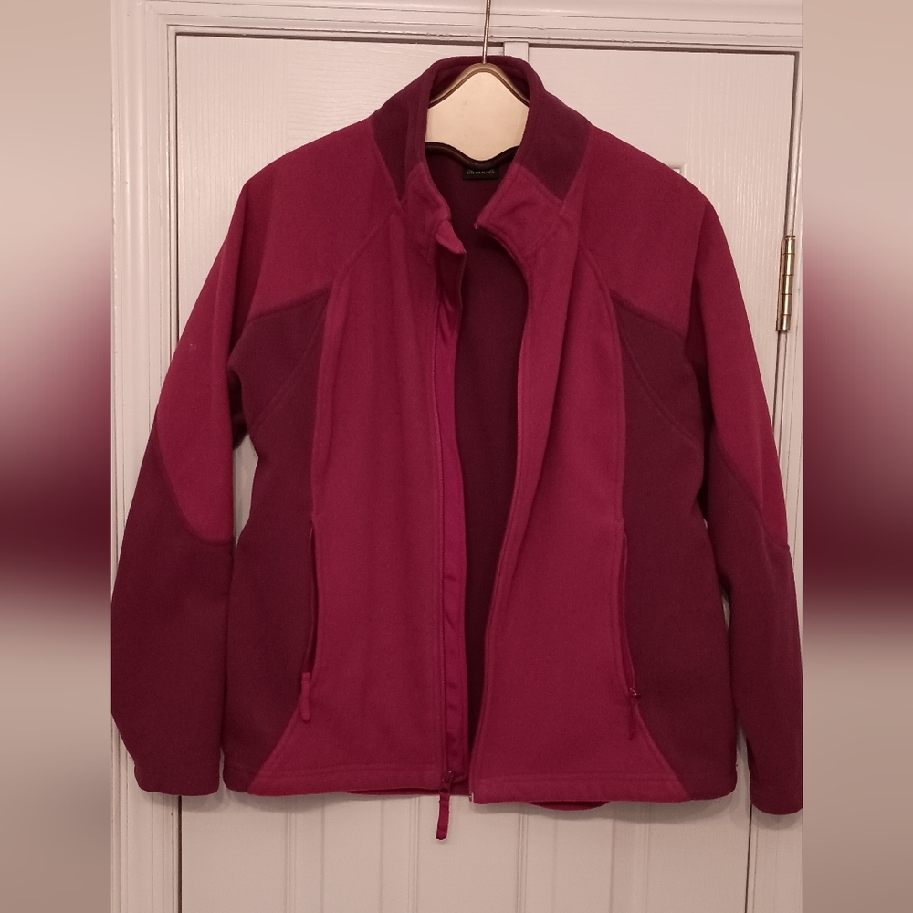 Cabela's Retro men's red burgundy Zip Up Fleece Jacket Size Large